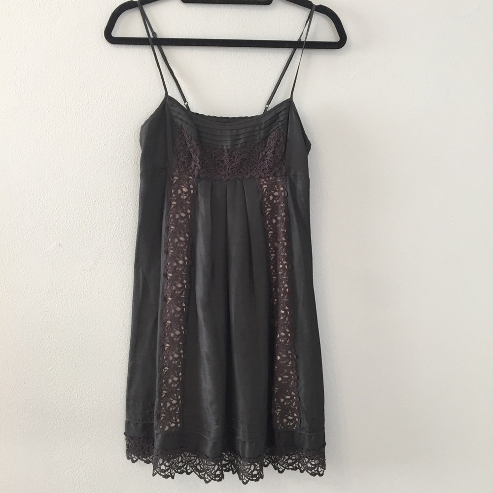 BCBG Black Lace-Trim Slip Dress